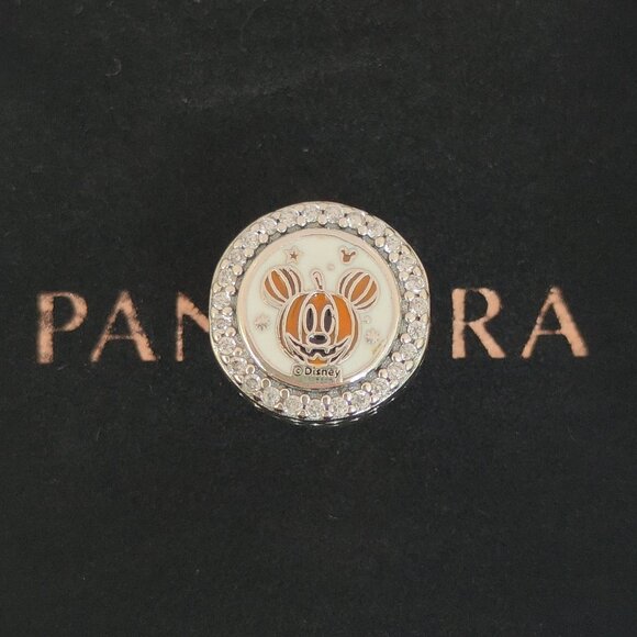 Pandora Disney Parks Mickey Pumpkin Ghost Exclusive Button Charm Halloween 2024 - Picture 2 of 8